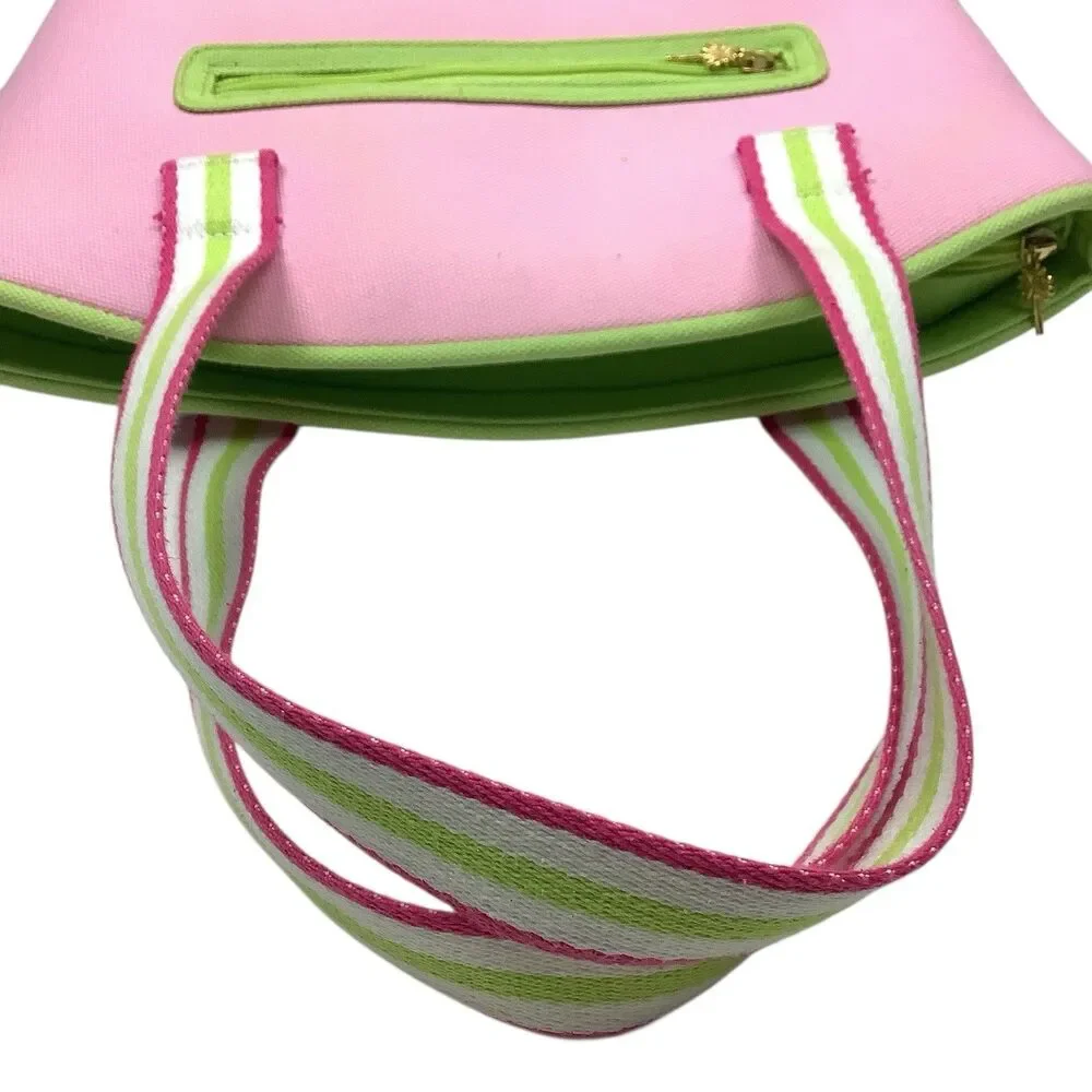 Vintage Lilly Pulitzer Pink Green Beach Tennis Handbag Tote Shoulder Bag Purse
